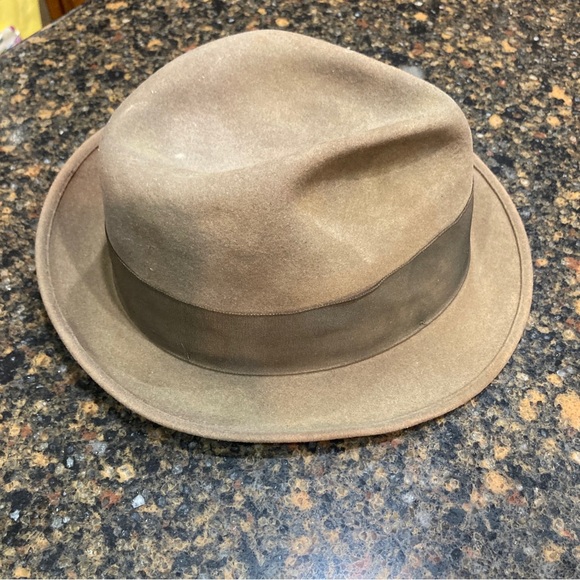 VTG 1960s era Bee Hats Custom Made Brown Beaver Felt Fedora Distressed Worn Sz 7 - Picture 5 of 15
